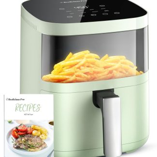 Air Fryer, Beelicious 8-in-1 Smart Compact 4QT Air Fryers, with Viewing Window, Shake Reminder, 450°F Digital Airfryer with Flavor-Lock Tech, Dishwasher-Safe & Nonstick, Fit for 1-3 People, Avo Green
