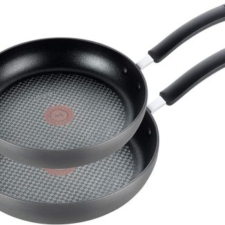 T-fal Ultimate Hard Anodized Nonstick Fry Pan Set 2 Piece, 8, 10 Inch, Oven Broiler Safe 400F, Kitchen, Cookware, Pots and Pans Set Non Stick, Frying Pans, Dishwasher Safe, Black